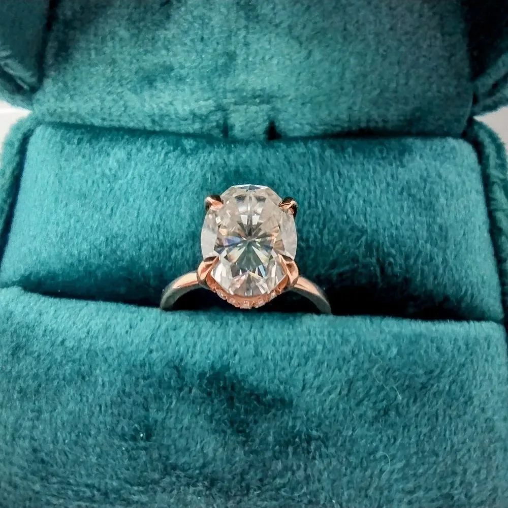 3 Ct Oval Moissanite 10k Rose Gold Solitaire Engagement Ring for Women Size 5 - Picture 12 of 12
